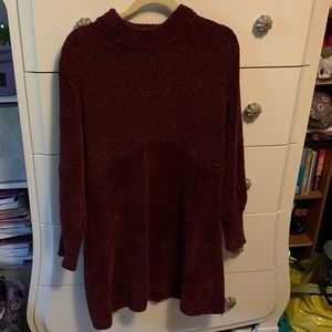 Plum Colored Sweater Dress with Keyhole Back